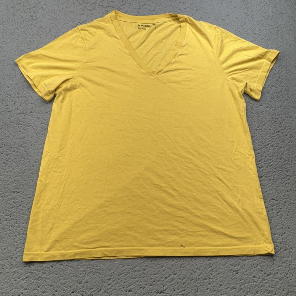 American Giant Shirt Mens Large Yellow V-Neck Supima Cotton Made in USA Tee